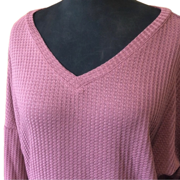 Mauve Waffle Material Slouchy Shrug Top, Size Medium, NWT - Picture 6 of 9